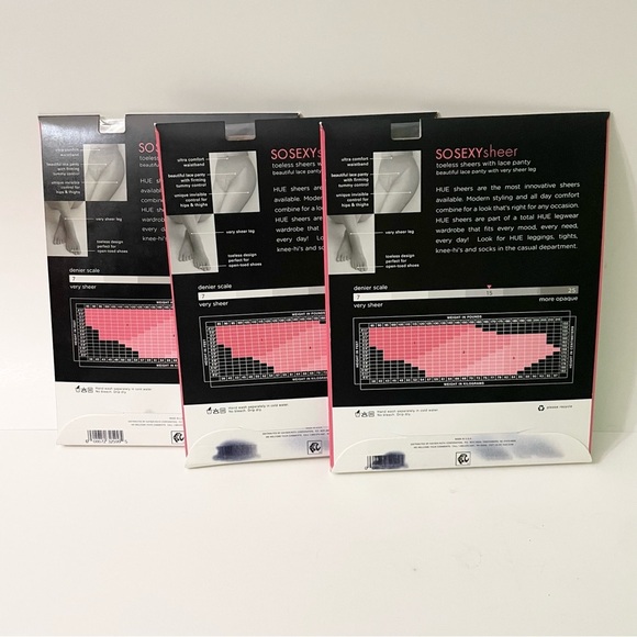 HUE So Sexy Sheer Toeless Sheers with Lace Panty Lot of 3 Size 3 - Picture 11 of 13